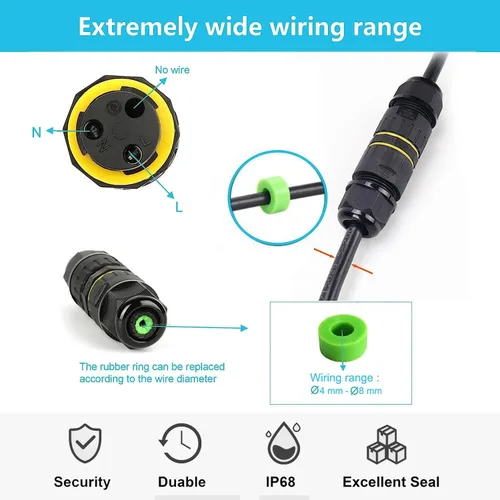 Miniatura 2 de Conectores de cable de alimentación impermeables ATB Future IP68, caja de conexiones para exteriores, ideal para cables de 2 o 3 pines de Ø4-8mm