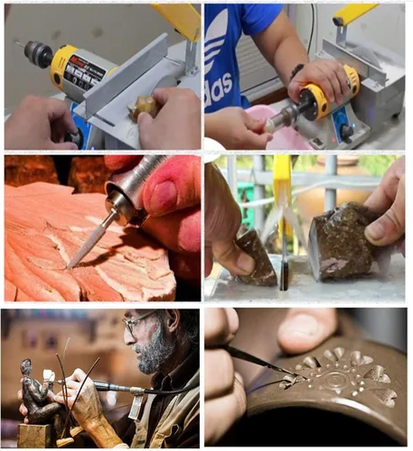 Miniatura 6 de Mini sierra de mesa de roca, equipo lapidario DIY joyería pulido banco pulidor pulidor máquina de pulir, 0-10000r/min con eje flexible para el hogar