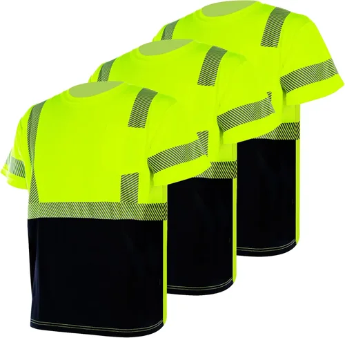 VENDACE 3 piezas de seguridad camisetas reflectantes clase 3 alta visibilidad Hi Vis manga corta construcción trabajo camisas para hombres Manga