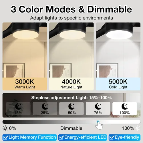 Miniatura 6 de cumilo Ventiladores de techo inteligentes de 52 pulgadas con luz y control remoto, luces LED regulables, motor de CC silencioso, control a través