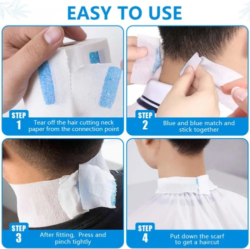 Miniatura 5 de SenseYo 5 rollos de tiras de papel de peluquería desechables de tejido, banda elástica para el cuello, suministros de peluquería, herramienta