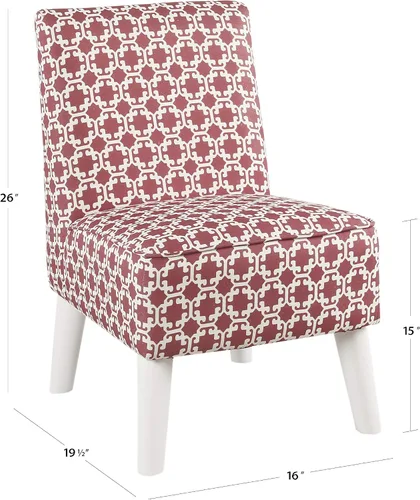 Miniatura 2 de HomePop Silla deslizadora sin brazos moderna juvenil, celosía rosa y blanca