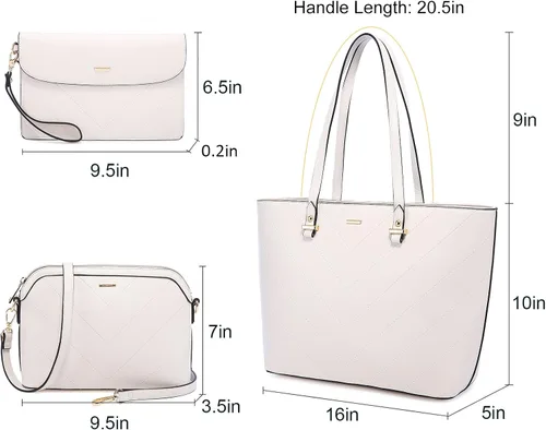 Miniatura 5 de Juego de 3 bolsas de mano para mujeres bolsa tote para llevar colgada del hombro, bolso satchel y bolso hobo
