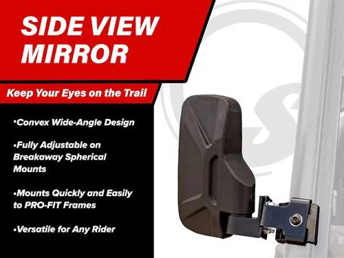 Miniatura 2 de SuperATV Espejos de visión lateral UTV de jaula formada para Can-Am Defender HD 5/8/10/11/MAX (ver accesorio) Incluye espejos izquierdo y derecho
