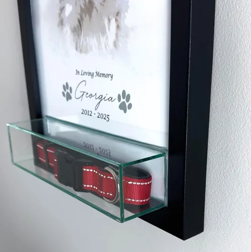 Miniatura 5 de Perfect Cases Marco conmemorativo para mascotas con pantalla de collar e impresión fotográfica de 8 x 10 pulgadas y grabado personalizado..