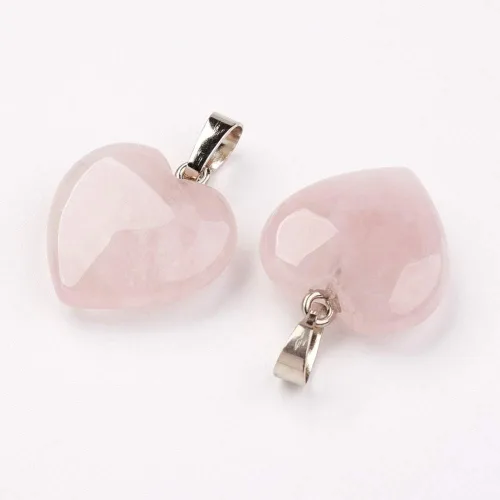Miniatura 2 de DanLingJewelry 1 dije de corazón de cuarzo rosa natural con piedras preciosas y corazón de cristal curativo para mujeres y niñas