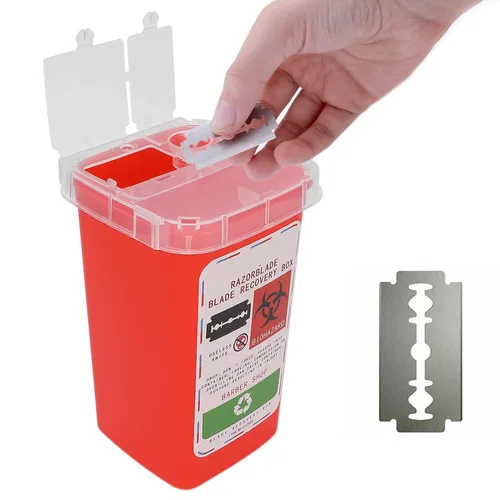 Miniatura 2 de Contenedor de cuchillas de eliminación Peluquería Peluquería Cuchillo de afeitado Caja de recogida de eliminación de cuchillas (rojo)