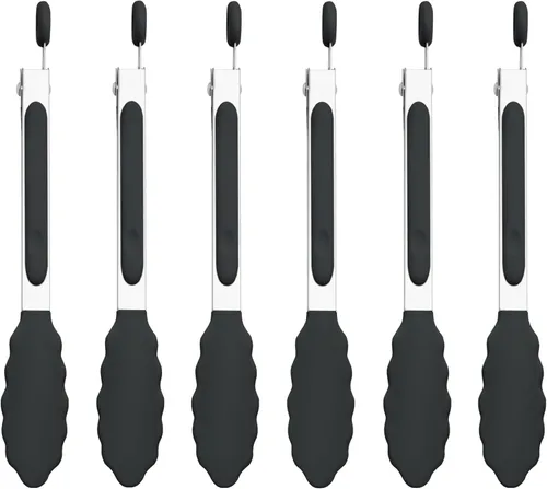 Miniatura 12 de Pinzas de silicona de 7 pulgadas, paquete de 3, pinzas pequeñas con puntas de silicona para cocinar, barbacoa, servir buffet