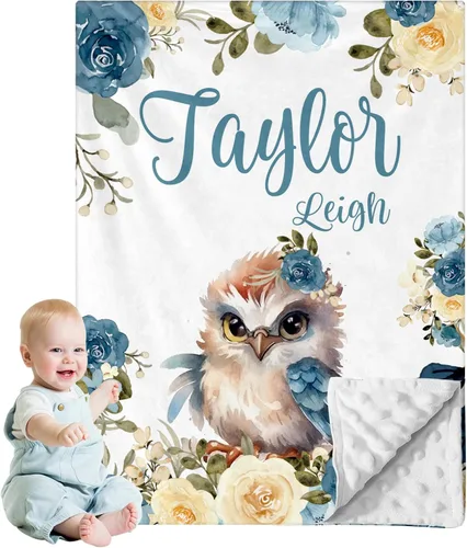 Miniatura 15 de Manta de bebé personalizada para niños, nombre personalizado con diseños de ratón, franela suave con respaldo de puntos de doble capa, manta 19 Ratón