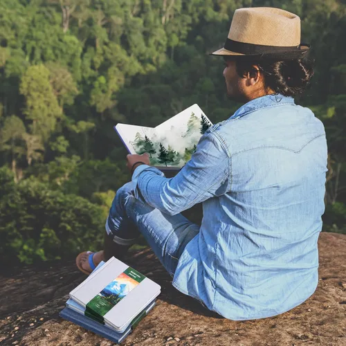 Miniatura 7 de Mooliwe 6 cuadernos de bocetos de acuarela, diario pequeño de acuarela de papel a granel para pintar 300 GSM, 140 libras, algodón prensado en frío