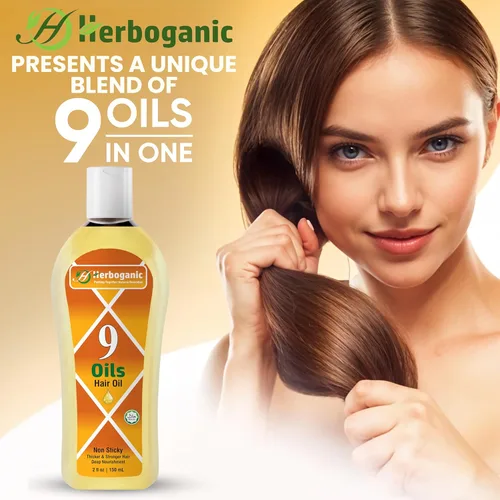 Miniatura 6 de Aceite para el cabello de 9 aceites, mezcla de hierbas de jojoba, almendra, oliva, argán, amla, coco, aceite de ricino, aceite de cebolla y vitamina