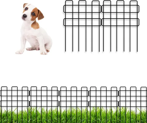 Miniatura 13 de ShopLaLa Valla de jardín para animales (10 paneles) de 12 pulgadas de largo x 16.5 pulgadas de alto, valla de alambre de metal blanco pequeña