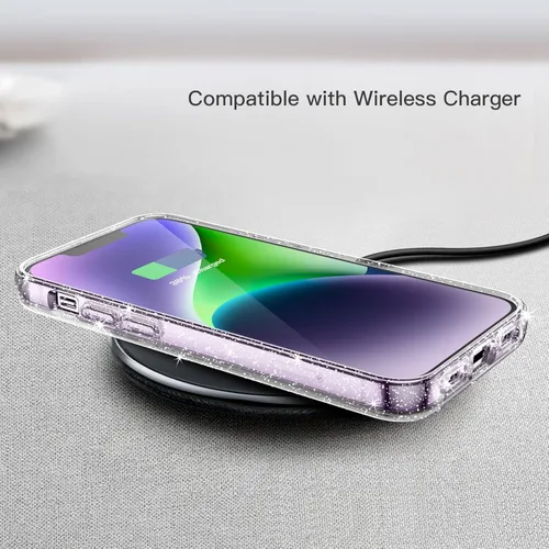 Miniatura 5 de JETech Funda con purpurina para iPhone 14 de 6.1 pulgadas, a prueba de golpes, bonita y brillante para mujeres y niñas (transparente)