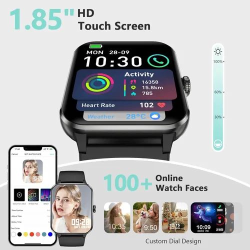 Miniatura 4 de Blackview 2026 Smart Watch (Answer/Make Calls), Fitness Watch for Men and Women with Heart Rate/SpO2/Sleep Monitor/2 Straps, 100+ Sports Modes, IP68