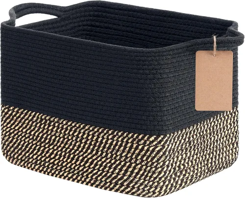Miniatura 32 de Goodpick Cesta de Almacenamiento Negra para Estantes, Cestas Tejidas para Almacenamiento, Cestas de Almacenamiento de Juguetes para Niños, Cesta