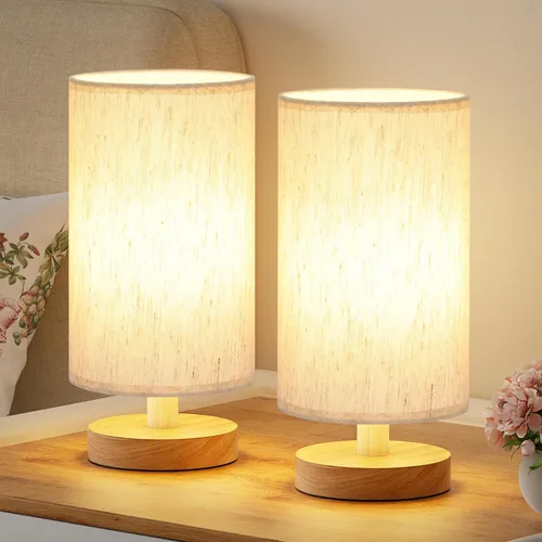 Miniatura 13 de Fenmzee Lámpara de mesa pequeña para dormitorio, control en línea, lámpara de noche con bombilla LED A15 de 3000 K, fácil montaje