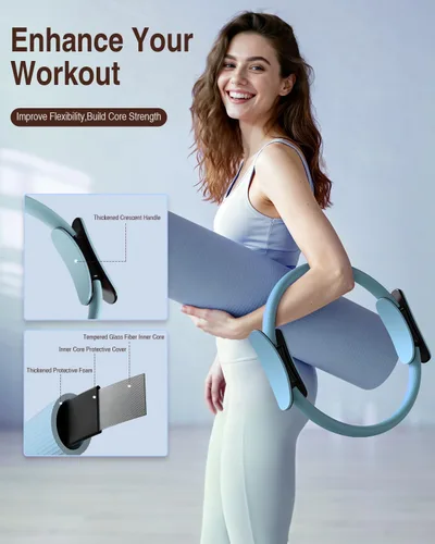 Miniatura 4 de Kit de Pilates para mujeres para entrenamiento en casa, equipo de Pilates juego de anillo y pelota con 3 bandas de resistencia de tela, pelota