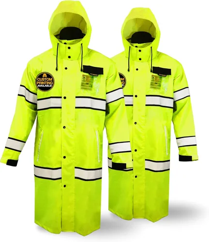 Miniatura 11 de KwikSafety - Charlotte, NC - Chaqueta de lluvia TORRENT y gabardina ANSI OSHA clase 3 de alta visibilidad, equipo de lluvia Hi Vis Amarillo - 1