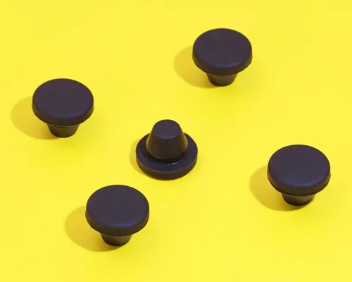 Miniatura 5 de ONLYKXY 5 piezas de silicona negra redonda tipo cierre a presión para muebles, tapones para orificios de muebles, tapa protectora (0.315 in)