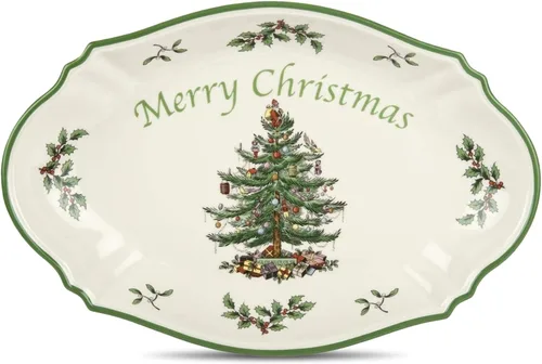 Miniatura 9 de Spode - Bandeja de árbol de Navidad Devonia - 8.5 pulgadas Ensaladera festiva en loza fina para ensalada, pasta, fruta - Vajilla de fiesta - Apto