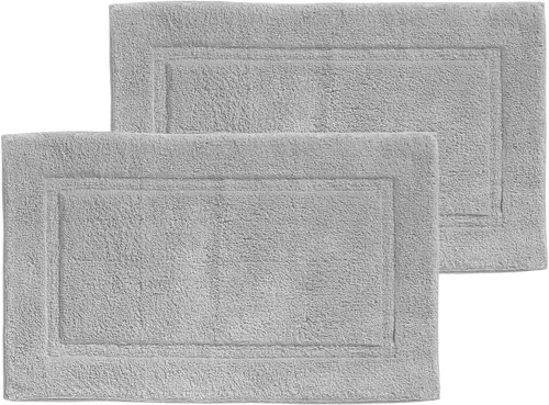 mDesign - Alfombra rectangular de lujo de 100 % algodón, tipo hotel o spa, absorbente del agua, borde decorativo, para tina/baño, lavable a máquina