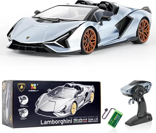 Miniatura 9 de MIEBELY Lamborghini Auto a Control Remoto, 1:16 Escala Lambo Auto Juguete 7.4V 500mAh con Licencia Oficial 12Km/h Coches Rc con Luz Led 2.4Ghz Azul