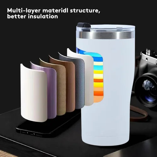 Miniatura 2 de Vaso de 20 onzas con tapa, vasos de acero inoxidable a granel, vaso aislado al vacío de doble pared para café de viaje, vaso con recubrimiento
