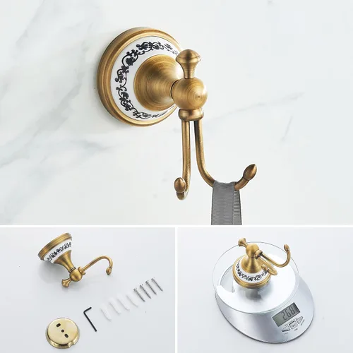 Miniatura 5 de Juego de accesorios de baño de bronce antiguo, toallero ajustable, soporte para rollo de papel higiénico, soporte para toalla de mano, gancho, juego
