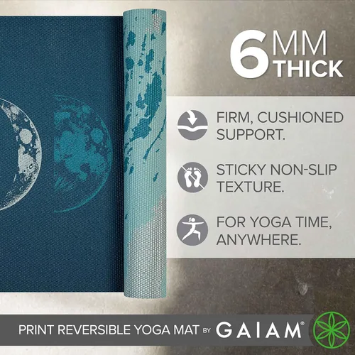 Miniatura 3 de Gaiam tapete de yoga prémium, estampado, extra grueso y antideslizante, de 15/64 pulgadas, para todo tipo de yoga, de pilates y de ejercicios