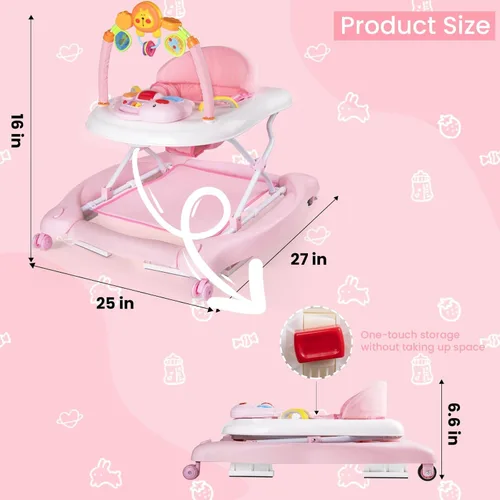 Miniatura 8 de Boyro Baby Andador de bebé 5-en-1, andadores de bebé para niños y niñas de 6 a 12 meses, andador de actividad plegable, andador para bebés y niños