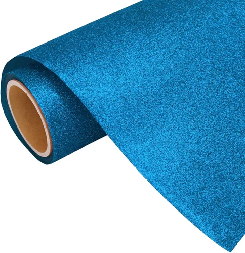 Rollo de película de vinilo de transferencia de calor Threadart Glitter Blue de 3 yardas x 20 pulgadas HTV | Colores con purpurina | Compatible con