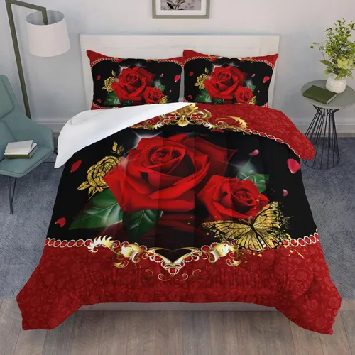 Miniatura 13 de AILONEN Juego de edredón de mariposa azul tamaño Queen, juego de ropa de cama de 3 piezas de animales elegantes, azul marino oscuro cielo nocturno