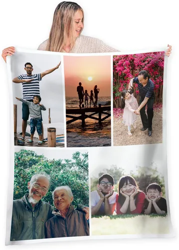 Miniatura 27 de FrameStory Manta personalizada con fotos y texto, totalmente personalizable con tus fotos y mensajes, manta de forro polar suave y suave, 30 x 40