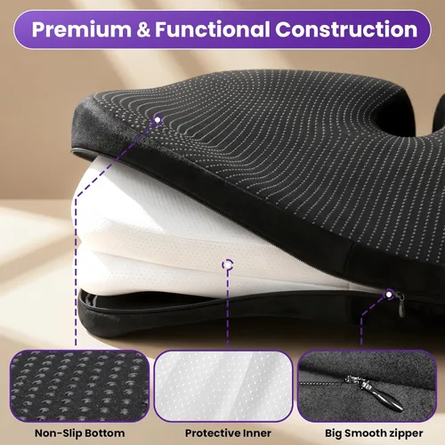 Miniatura 8 de ZZ-WELL - Cojines de asiento para sillas de oficina, cojín patentado para alivio de presión de coxis para dolor de coxis, almohadas de espuma