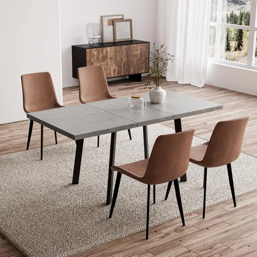 Miniatura 19 de Zerifevni 47.2"- 62.9" Extendable Dining Table Set of 5 Kitchen Table with 4 Dining Chairs, Modern Gray Wood Grain, Waterproof Scratchproof for