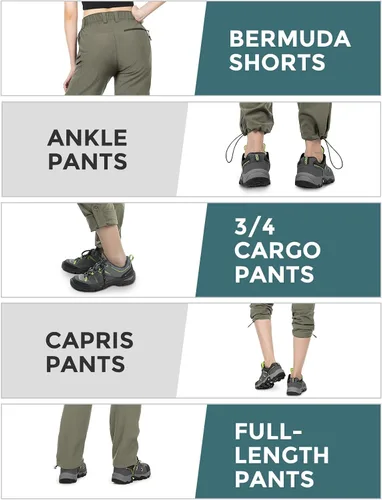 Miniatura 5 de Wespornow Pantalones convertibles con cremallera para mujer, para campamento, viajes