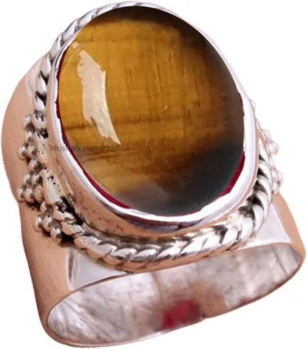 Miniatura 31 de Anillo de plata de ley 925 con piedras preciosas ovaladas auténticas, hecho a mano, hermoso regalo de Navidad para ella