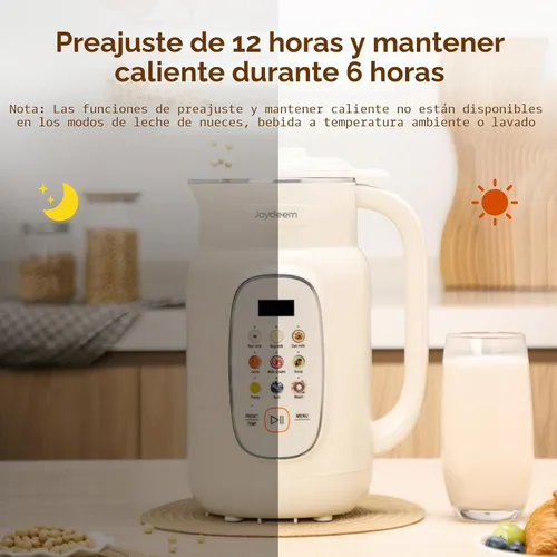 Miniatura 6 de Joydeem Máquina para fabricar leche de nueces, control de temperatura ajustable, 46oz almendra, soja, avena, licuadora de bebidas no lácteas a base