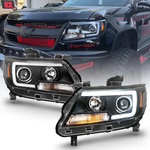 ACANII - Para Chevy Colorado Pickup Truck 2015-2022 LED Tubo Negro Proyector Faros Delanteros, Conductor y Pasajero