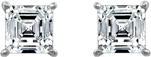 Miniatura 2 de Tienda Collection Plated Sterling Silver Stud Earrings set with Princess Brilliant Cut Infinite Elements Cubic Zirconia