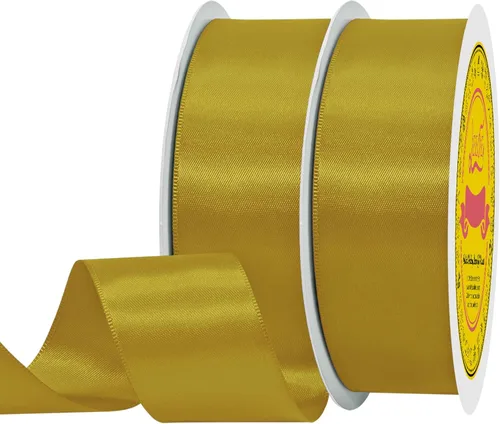 Miniatura 321 de Cinta de satén blanca antigua de doble cara de 1-1/2 pulgadas x 50 yardas, cinta de poliéster para envolver regalos, día de San Valentín, bodas