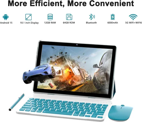 Miniatura 2 de Tableta Android 15 de 10 pulgadas con teclado 64 GB ROM+12 GB RAM (expansión 4+8) Soporta expansión de 1 TB 2MP+8MP cámara dual 6000mAh 5G WiFi-6