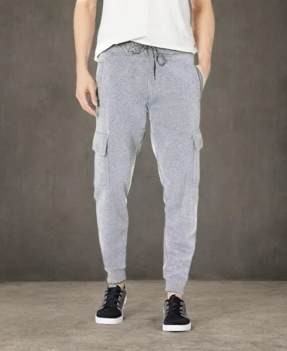 Miniatura 4 de WT02 Pantalones deportivos de forro polar con bolsillos tipo cargo para hombre