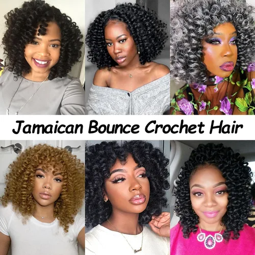 Miniatura 5 de Cabello de ganchillo Jamaicano Bounce, paquete de 4 paquetes de 6 pulgadas, varita de pelo rizado de ganchillo para mujeres negras