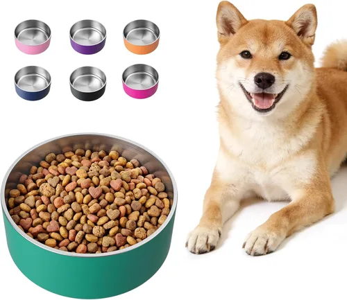 Miniatura 14 de LIHONG Cuencos de acero inoxidable para perros de tamaño pequeño y mediano, antideslizantes, Cuenco para perros aislado, Cuenco para mascotas