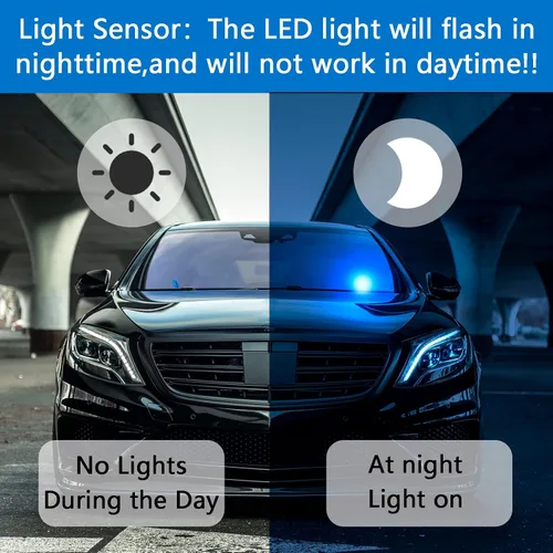 Miniatura 5 de Alarma falsa para automóvil, alarma simulada para automóvil, baterías incluidas, luz LED roja que simula sistema de seguridad de imitación, lámpara