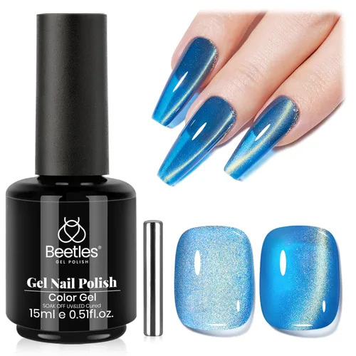Miniatura 104 de Beetles - Esmalte de uñas de gel ultravioleta semipermanente sin HEMA de alto brillo para manicura francesa y arte de uñas, frasco a juego, blanco