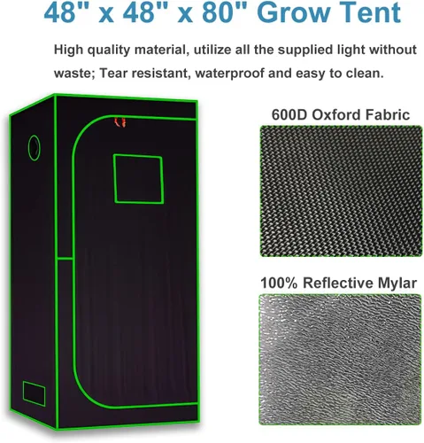 Miniatura 3 de Kit completo de tienda de cultivo de 4 x 4 pulgadas de Mylar de alta reflectancia para interiores de 48 x 48 x 80 pulgadas + luz LED para cultivo
