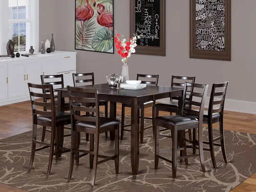 Miniatura 2 de East West Furniture FAIR9-CAP-LC - Juego de comedor de 9 piezas de altura de mostrador, incluye una mesa de cocina cuadrada con pedestal y 8 sillas