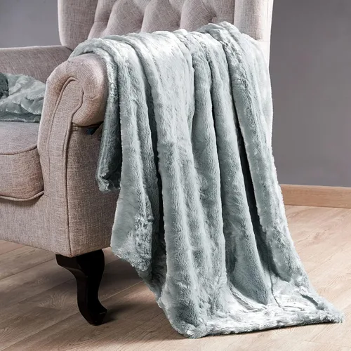 Miniatura 13 de Manta lisa de felpa de piel sintética suave y sedosa con parte trasera de sherpa, manta de lujo cálida y acogedora para sofá, silla, funda de cama